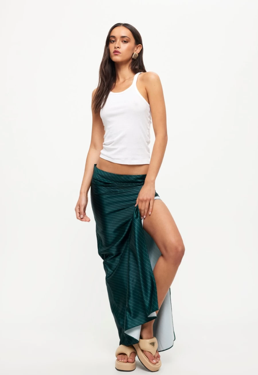 Lioness Women's Green Pinstripe Devon Maxi Skirt