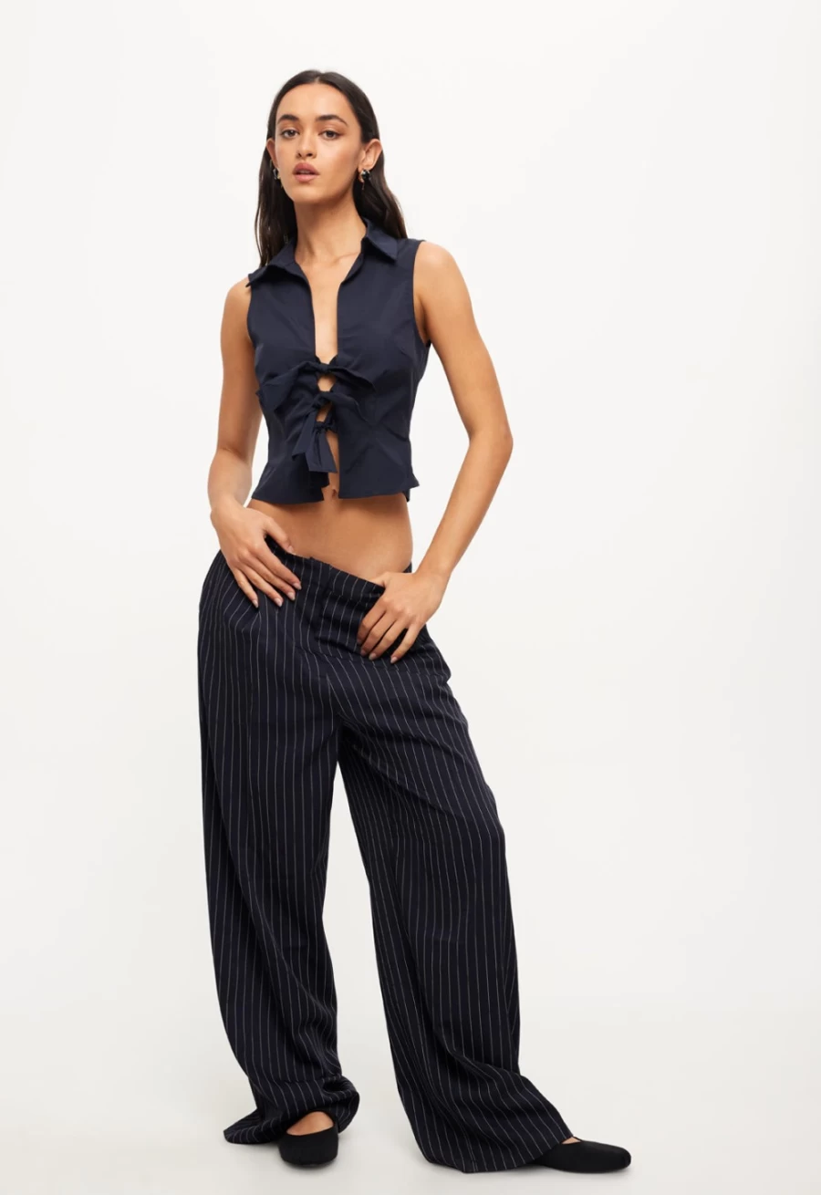 Lioness Women's Navy Allure Tie Top - Stylish & Comfortable Blouse