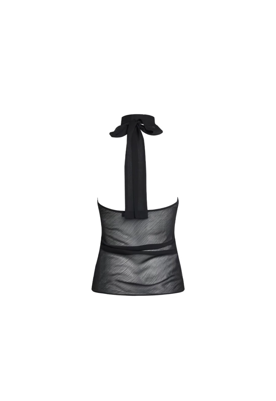 Lioness Women's Lux Tie Top in Onyx - Elegant Sleeveless Blouse for Women