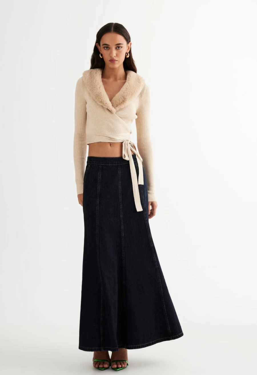 Lioness Women's Dark Denim Wyoming Skirt - Classic Denim Skirt for Women