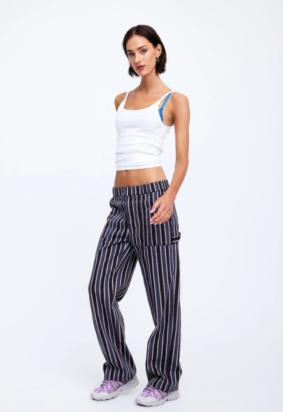 Lioness Women's Navy Stripe Tailored Fountain Pants - Classic Fit & Stylish Design