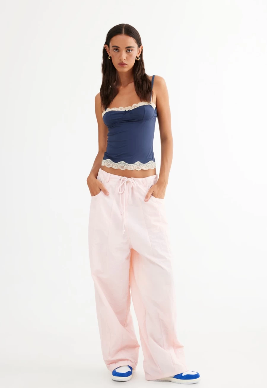 Lioness Women's Bubblegum Parachute Pants - Hills Style High-Waist Wide-Leg Trousers