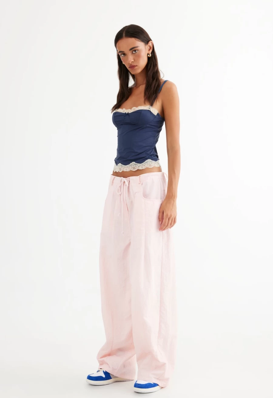 Lioness Women's Bubblegum Parachute Pants - Hills Style High-Waist Wide-Leg Trousers