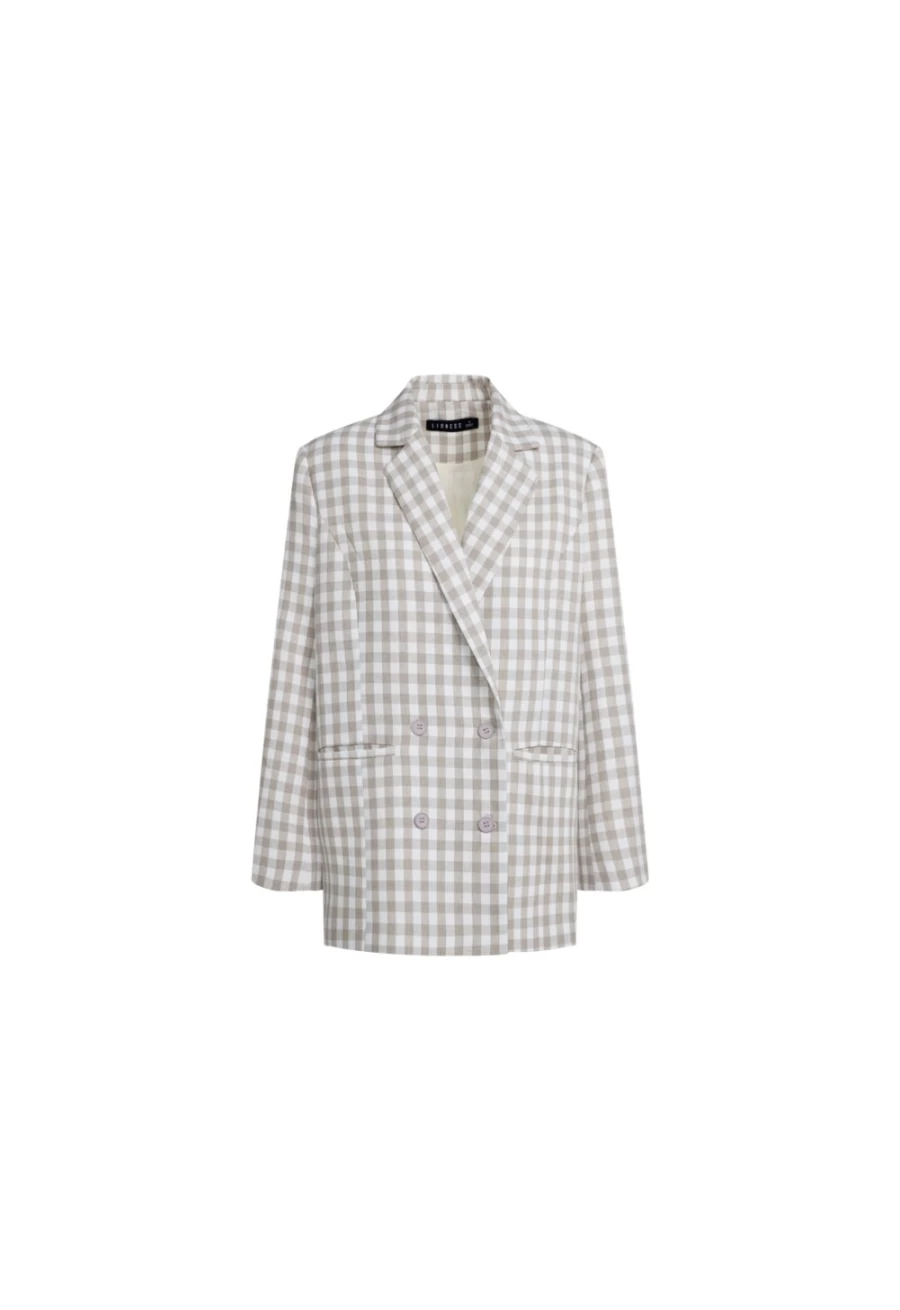 "Lioness Women's Beige Eighties Blazer – Vintage 80s Style Jacket"