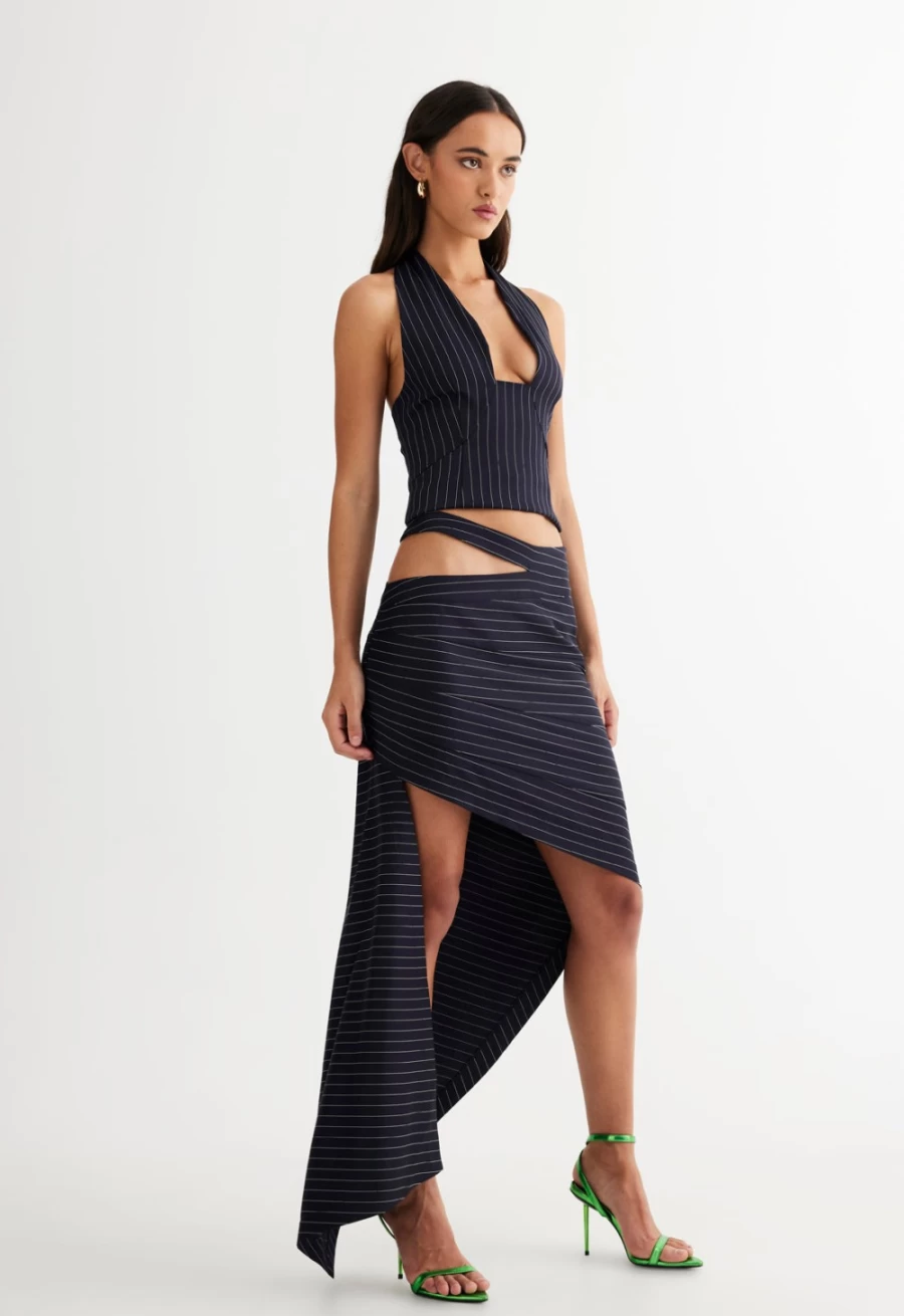 Lioness Women's Navy Pinstripe After Party Skirt