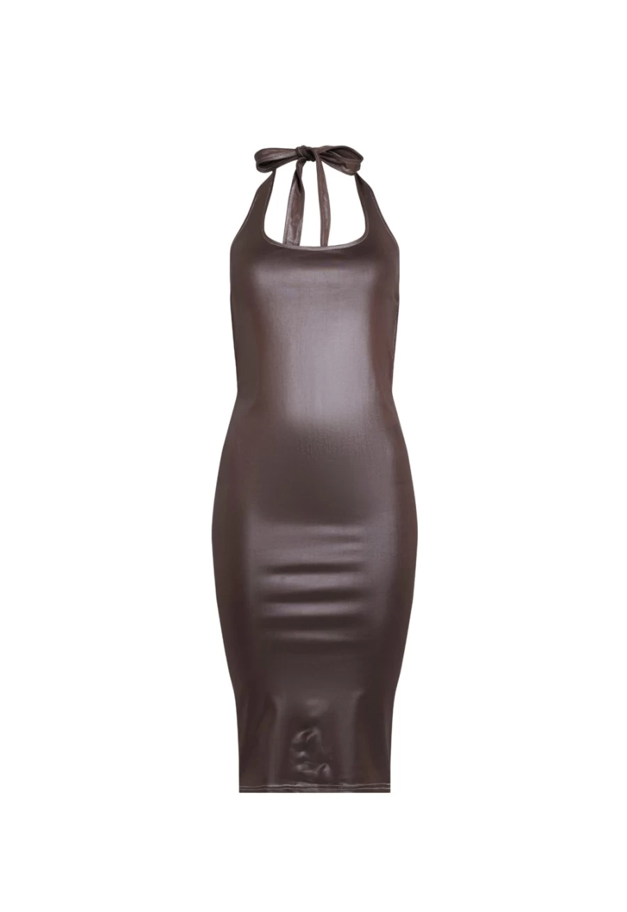 Lioness Women's Gwyneth Midi Dress in Chocolate - Elegant A-Line Style