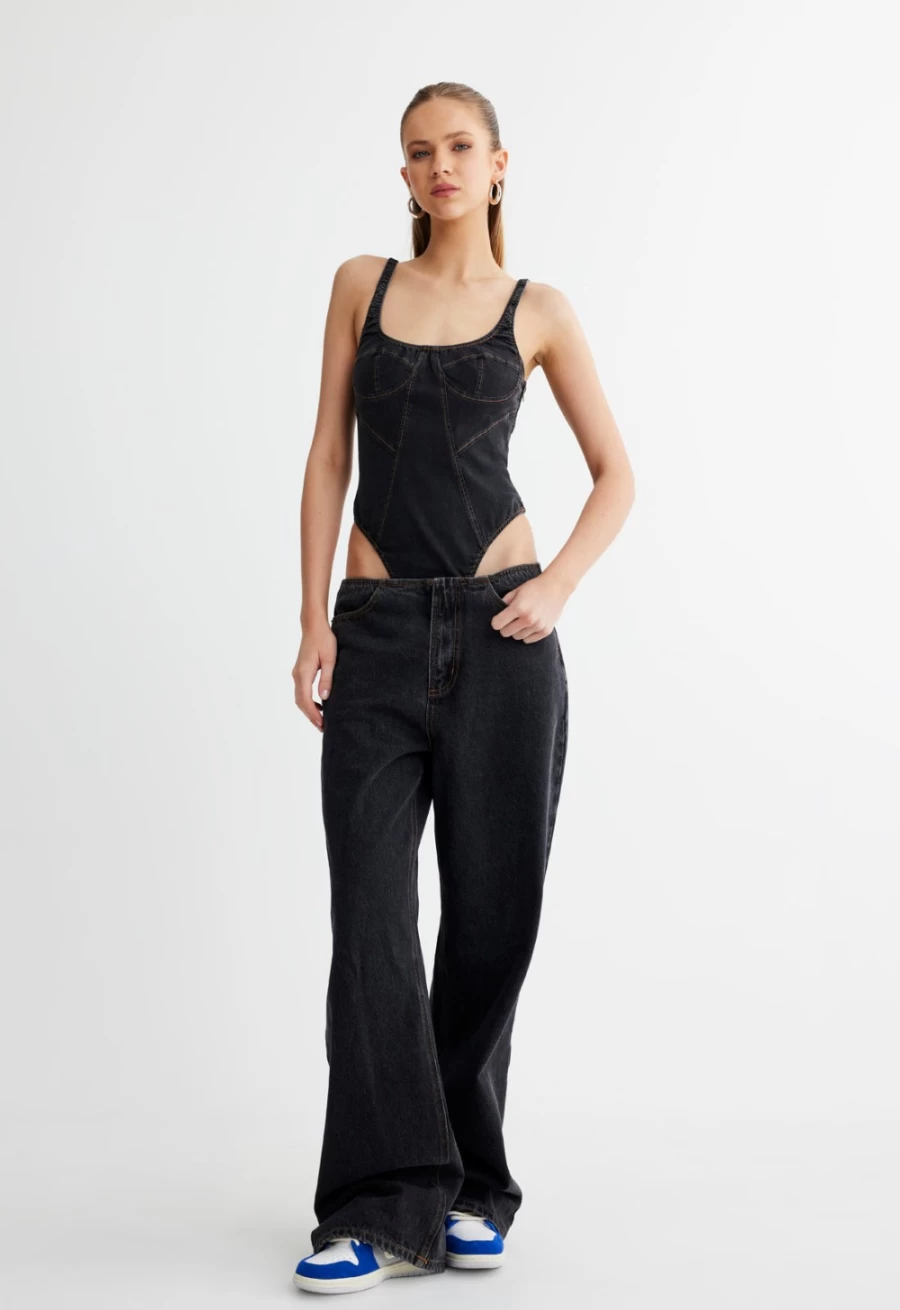 Lioness Women's Charcoal Je Taime Bodysuit - Stylish & Comfortable Bodysuit for Women