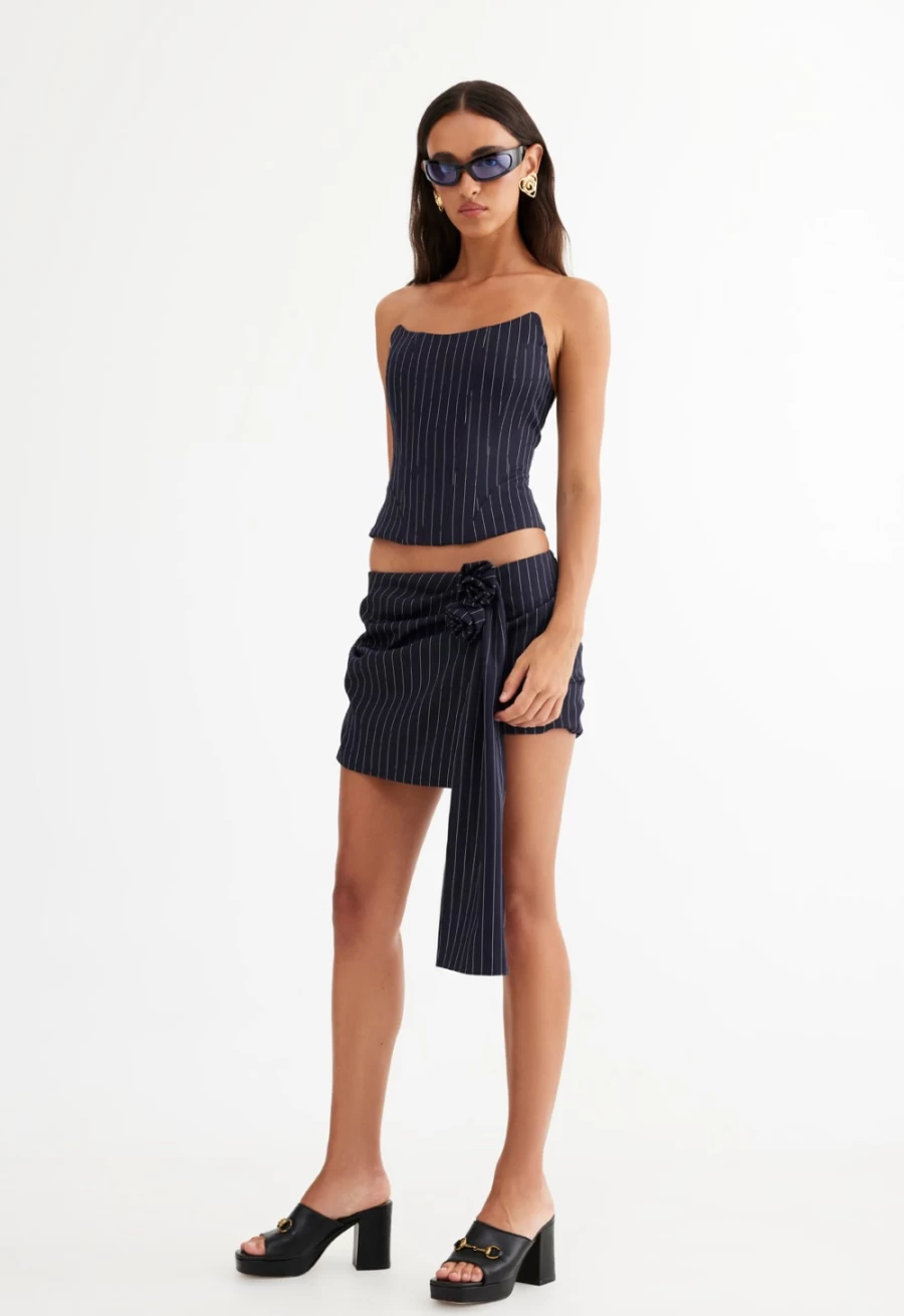 Lioness Women's Navy Pinstripe Hills Mini Skirt