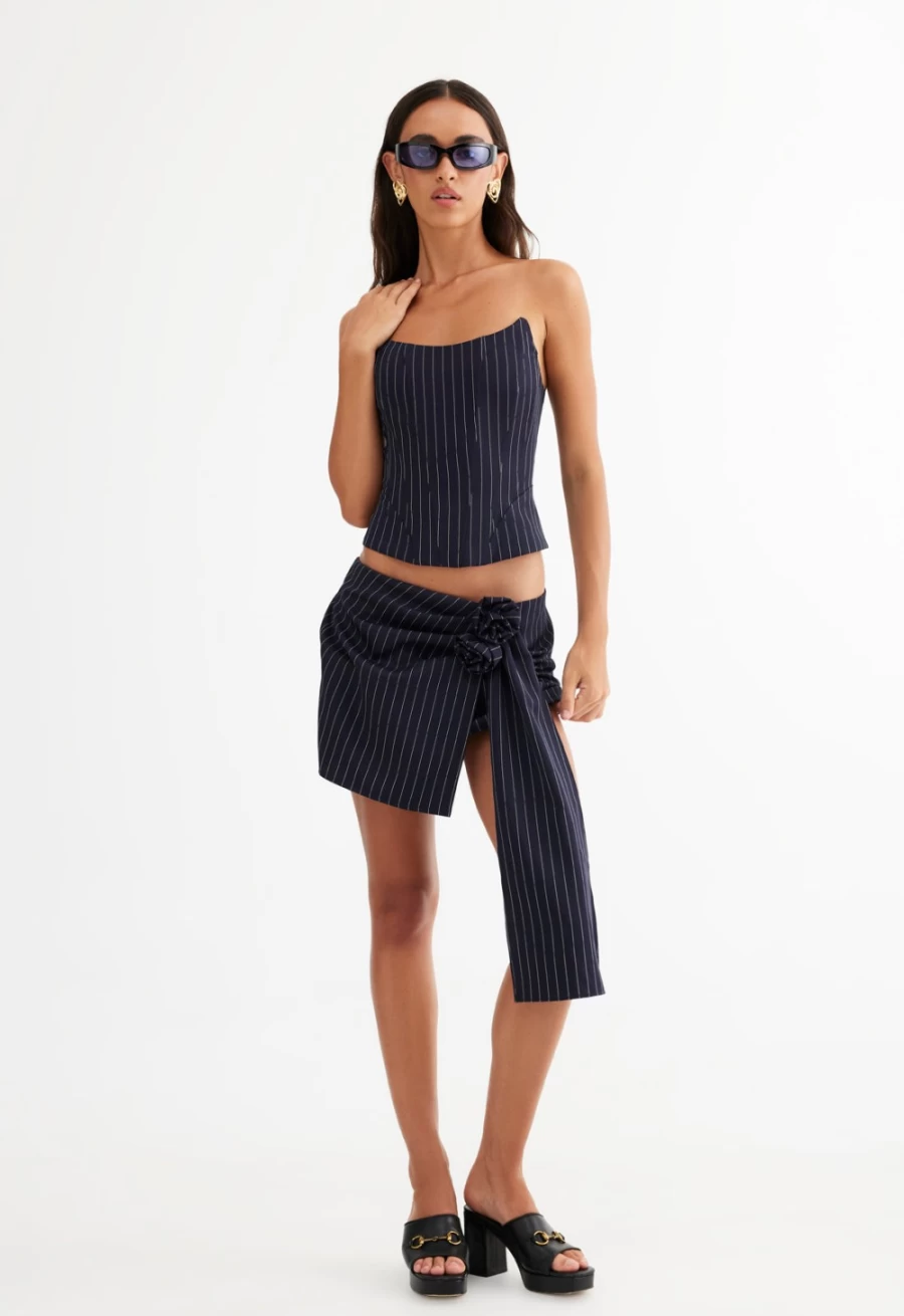 Lioness Women's Navy Pinstripe Hills Mini Skirt