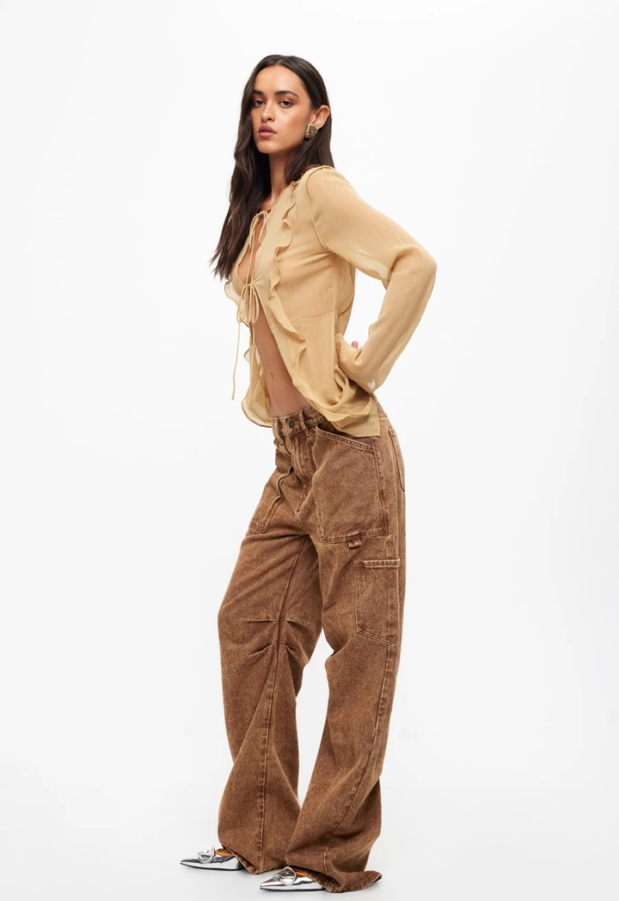 Lioness Women's Barely There Tie Top in Sand - Lightweight Comfortable Blouse
