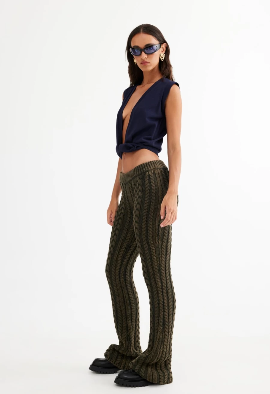 Lioness Women's Serena Pant in Moss Green - Comfortable High-Waisted Trousers