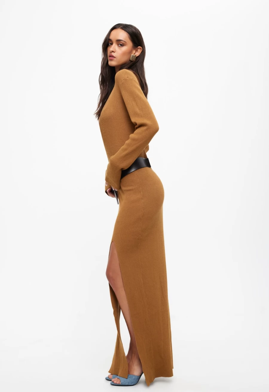 Lioness Women's Opulence Maxi Dress in Camel - Elegant Long Formal Gown