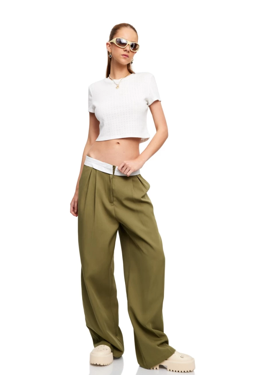 Lioness Women's City Of Angels Pant in Jungle Green - High Waisted Casual Trousers