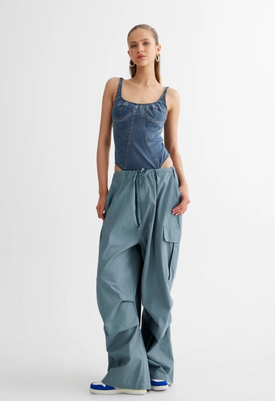 Lioness Women's Je Taime Bodysuit in Faded Denim - Stylish & Comfortable
