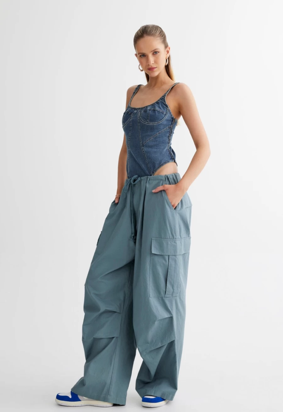 Lioness Women's Je Taime Bodysuit in Faded Denim - Stylish & Comfortable