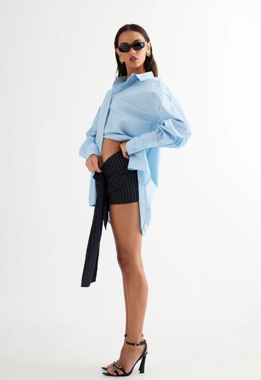 "Lioness Women's Sky Blue Dad Shirt - Stylish Comfort Fit Blouse"