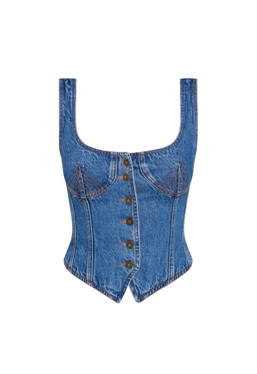 Lioness Women's Blue Denim After Hours Corset - Stylish Waist Trainer for Evening Wear