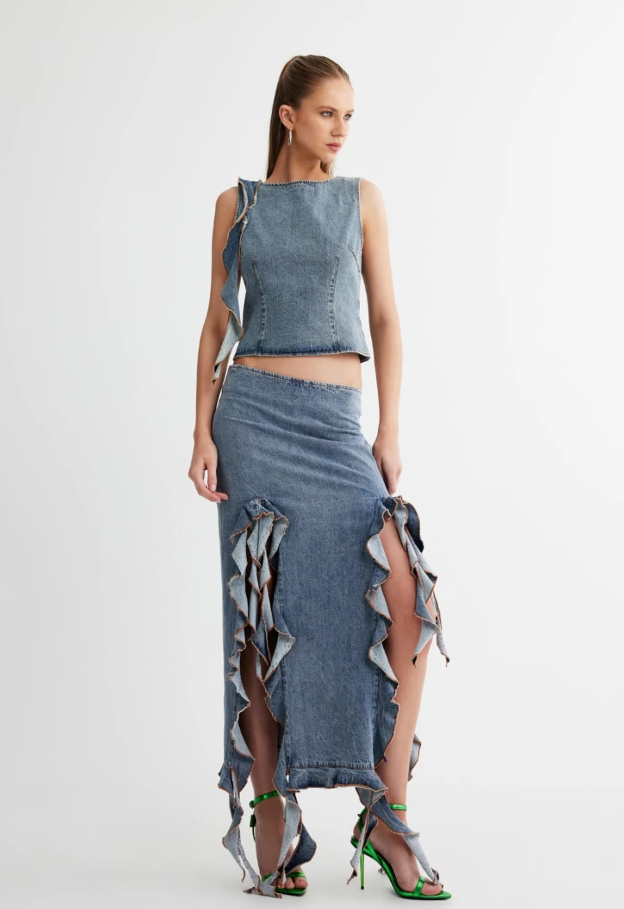 Lioness Women's Faded Denim Rendezvous Top