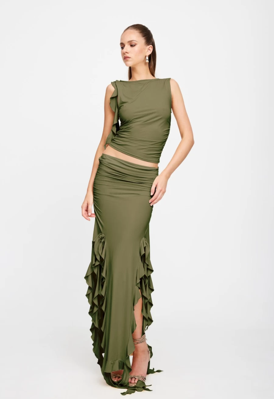 Lioness Women's Olive Rendezvous Skirt - Stylish Casual Wear