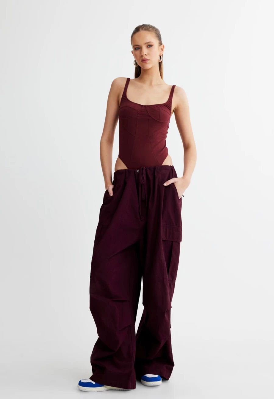 "Lioness Women's Je Taime Burgundy Bodysuit - Elegant Lingerie Piece"