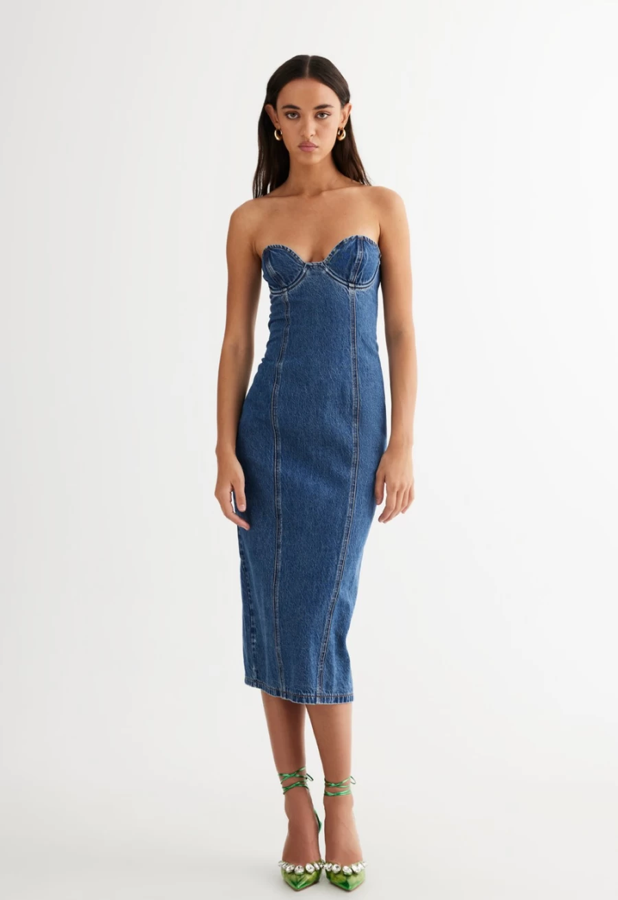 Lioness Women's Blue Denim Smokeshow Strapless Dress