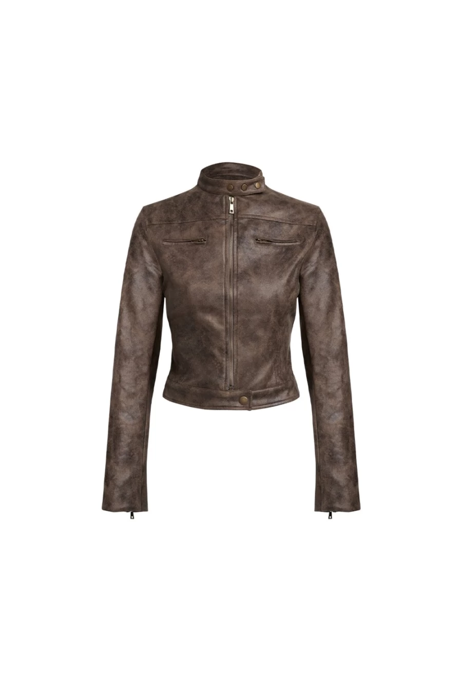Lioness Women's Chocolate Bella Moto Leather Jacket