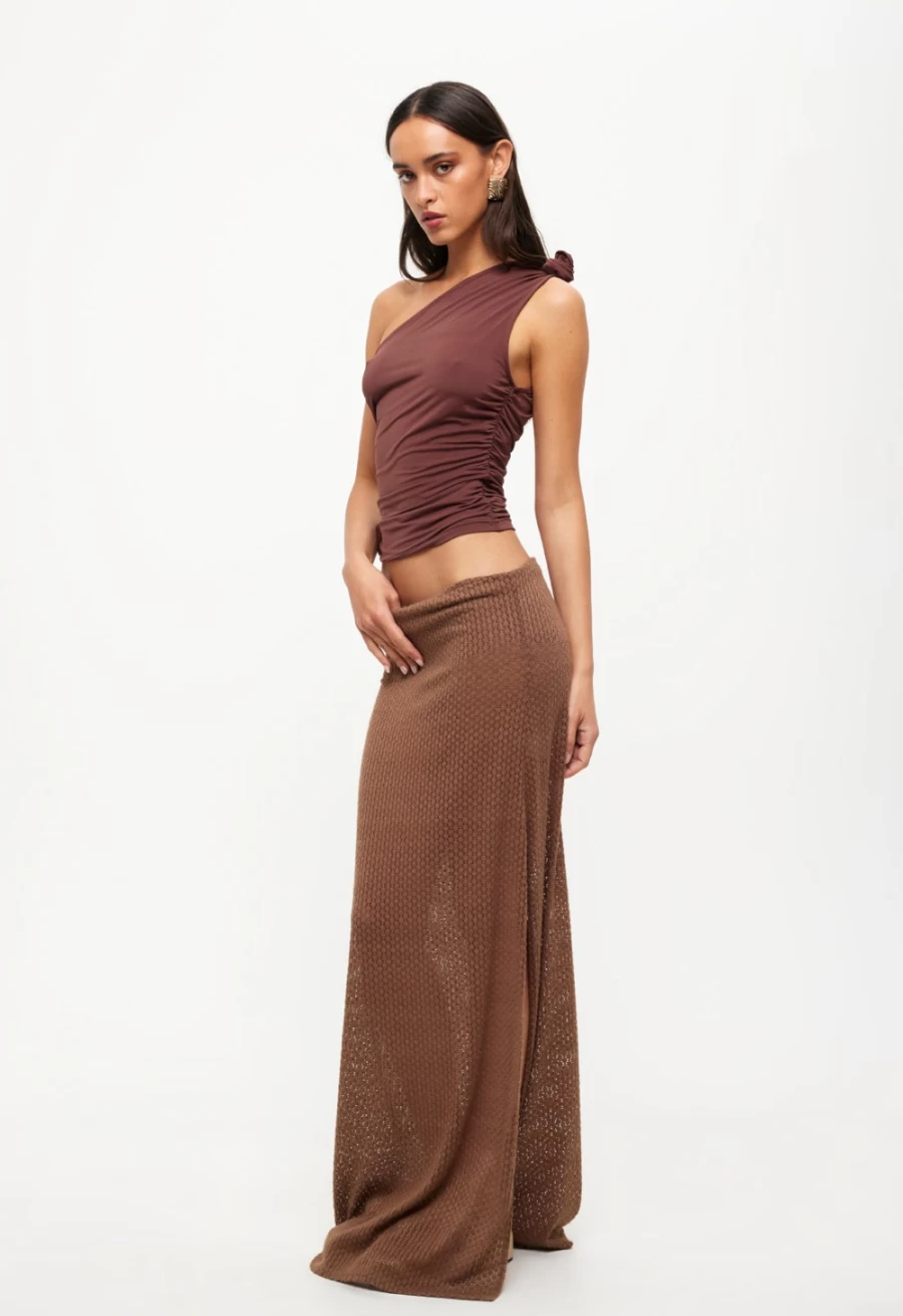 Lioness Women's Chestnut Ghauri Maxi Skirt - Elegant Long Flowy Skirt