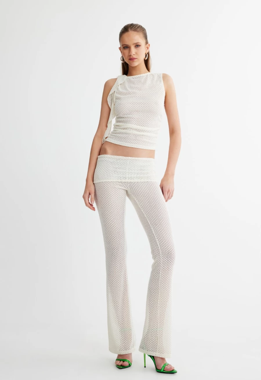 Lioness Women's Amelie Pant in Cream - Elegant High-Waisted Trousers