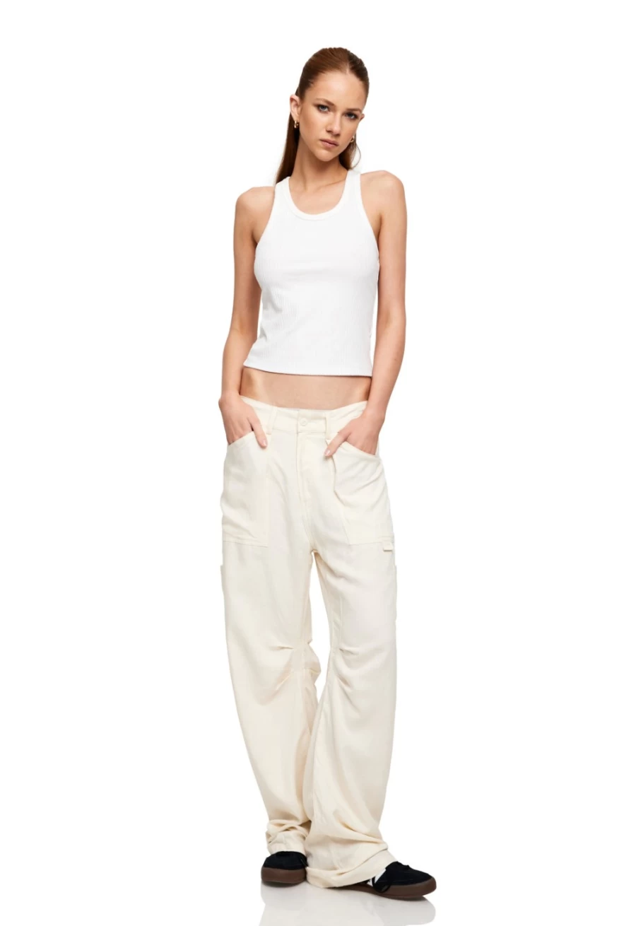 Lioness Women's Off White Miami Vice Linen Pants - Lightweight Summer Trousers
