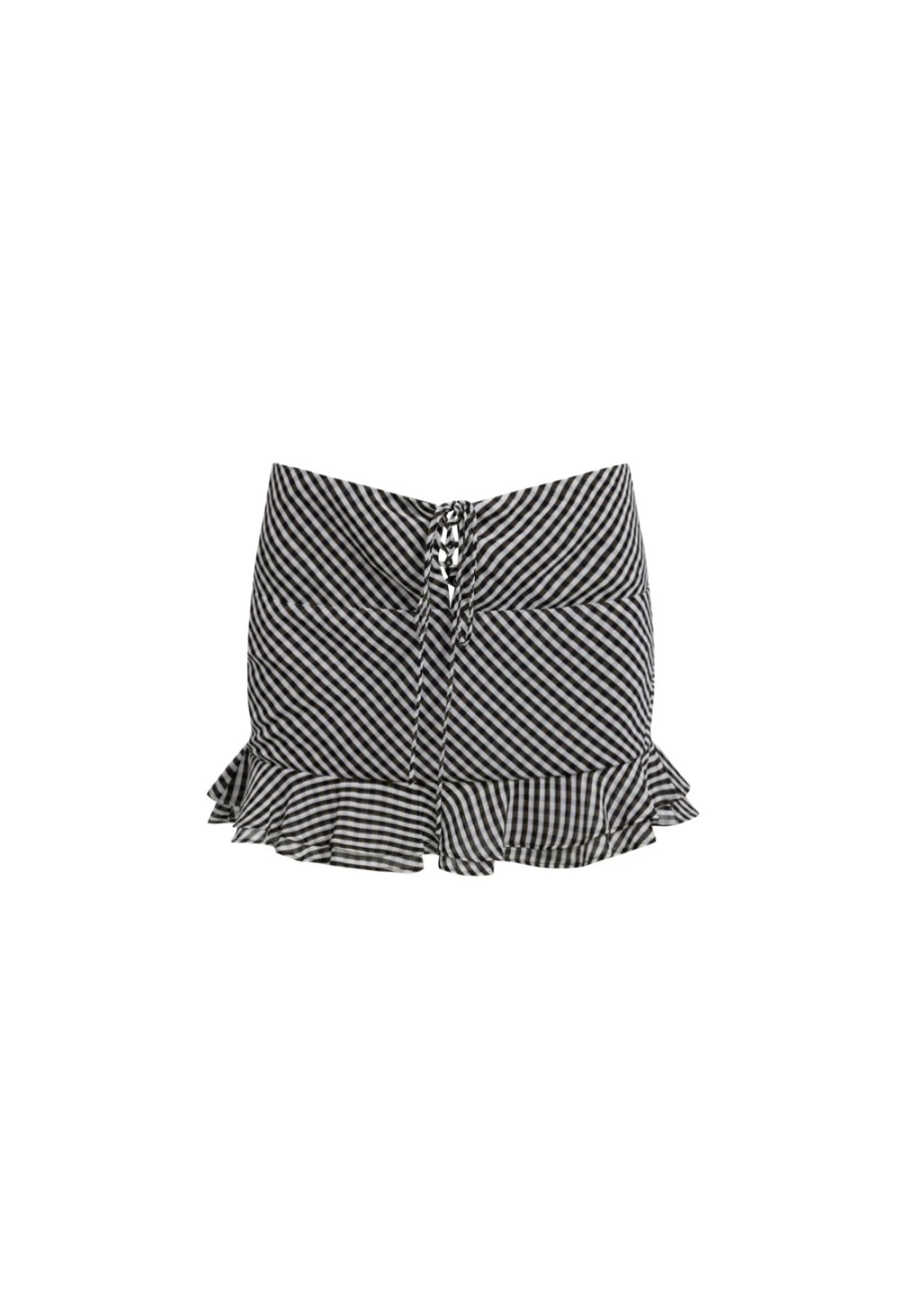 Lioness Women's Coquette Mini Skirt in Checkered Pattern