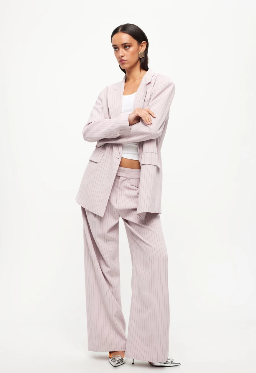 Lioness Women's Pink Pinstripe NYC Blazer - Stylish Tailored Jacket for Women