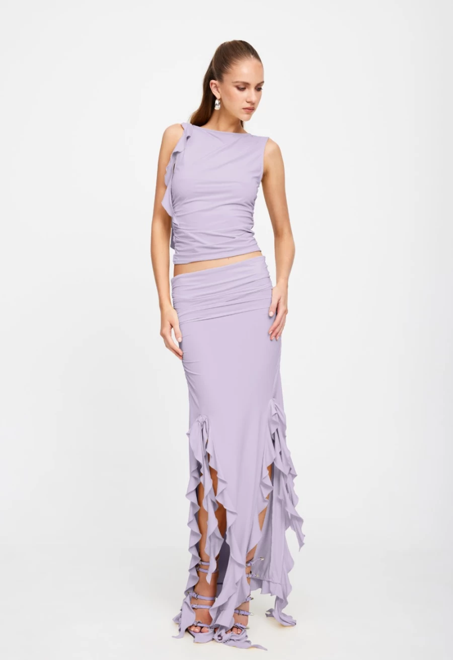 Lioness Women's Lilac Rendezvous Skirt - Flowy & Elegant Midi Skirt for Women