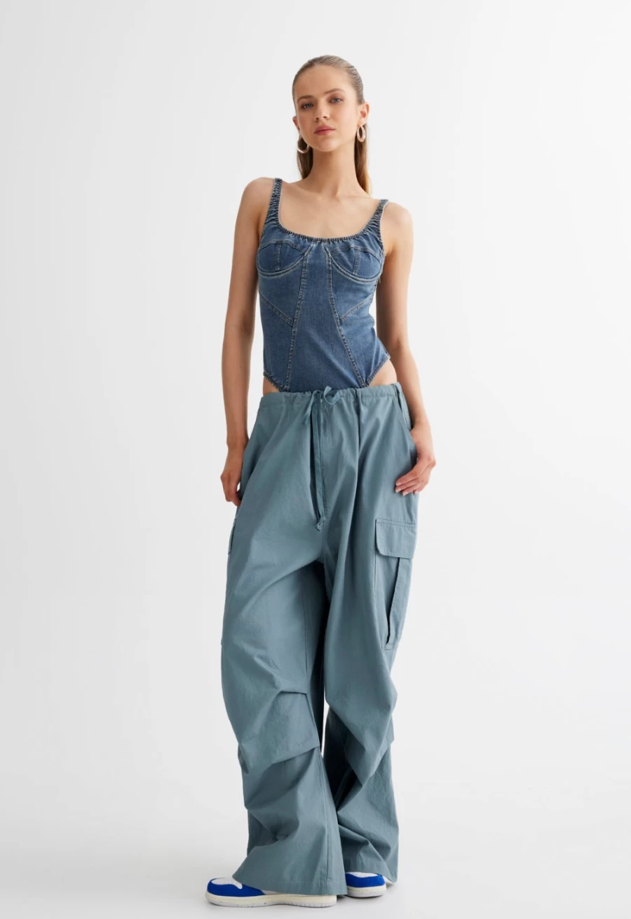 Lioness Women's Faded Denim Je Taime Bodysuit - Stylish Comfort for Everyday Wear