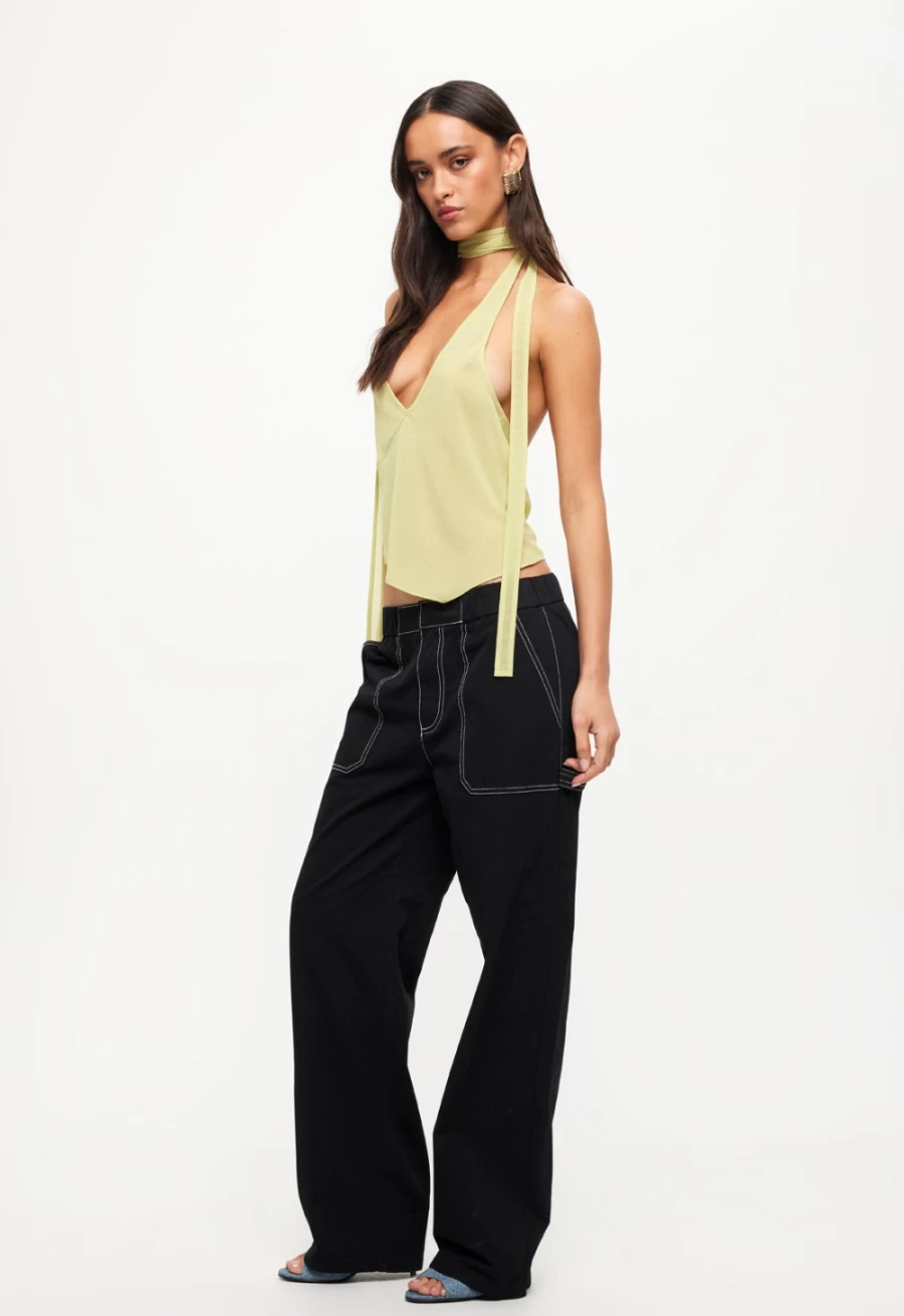 Lioness Women's Onyx Fountain Tailored Pant - Slim Fit High-Waisted Office Trousers