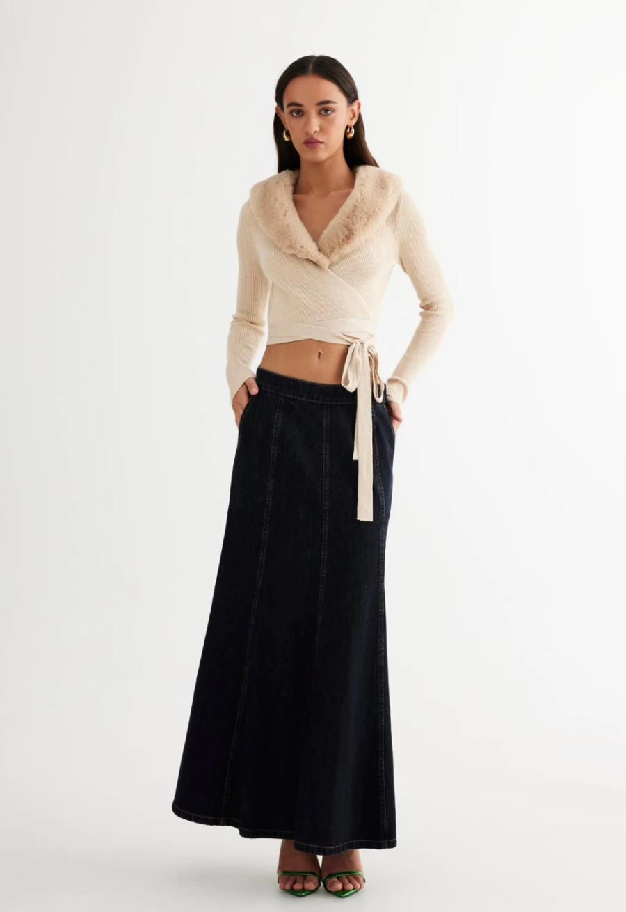 Lioness Women's Dark Denim Skirt - Wyoming Style High-Quality Denim Skirt for Women