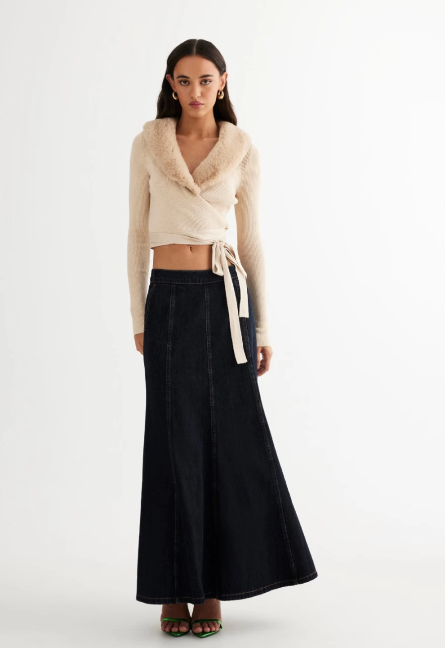 Lioness Women's Dark Denim Skirt - Wyoming Style High-Quality Denim Skirt for Women