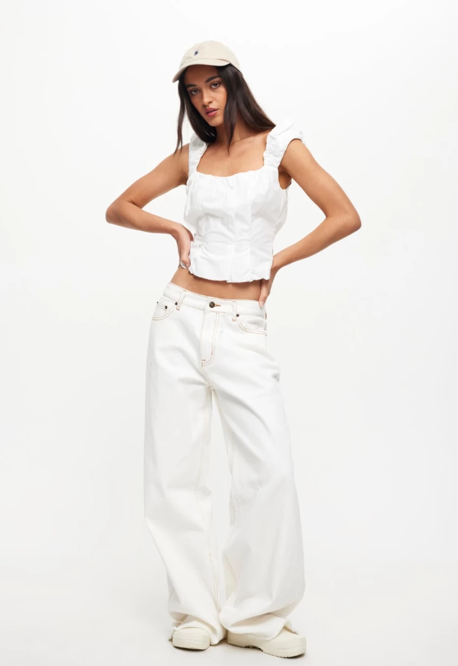 Lioness Women's Pearl Eivissa Baggy Jean High-Waisted Distressed Denim Pants