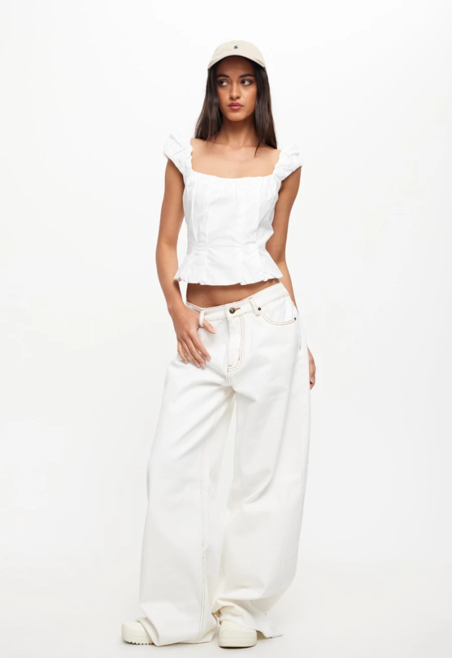 Lioness Women's Pearl Eivissa Baggy Jean High-Waisted Distressed Denim Pants