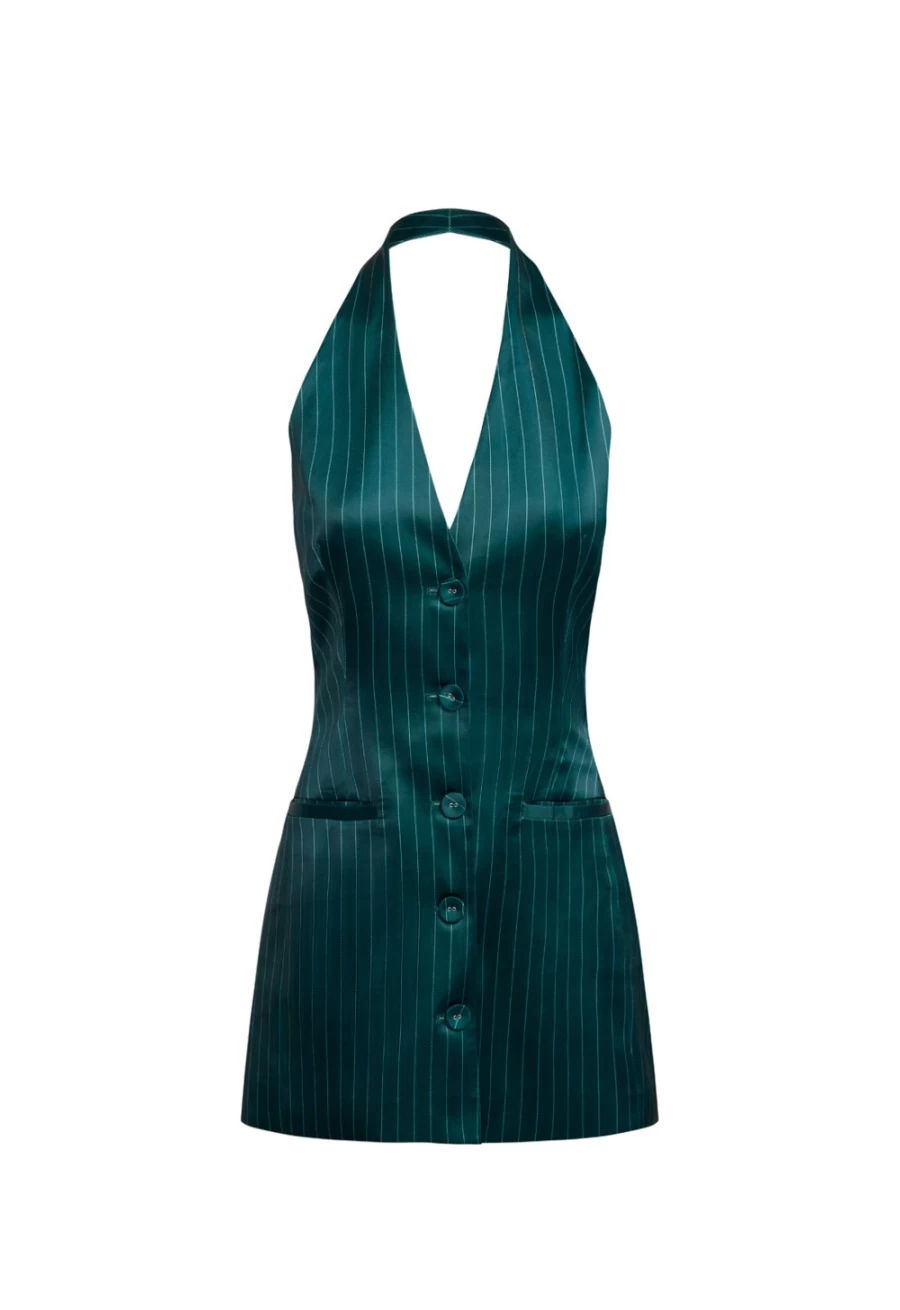 Lioness Women's Sevigny Mini Dress in Green Pinstripe