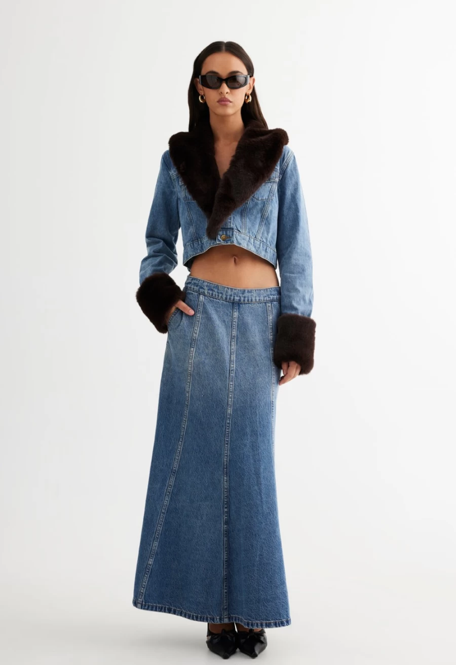 Lioness Women's Duke Blue Smokeshow Denim Jacket - Vintage Style Distressed Jean Coat