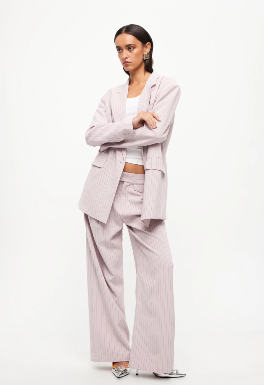 Lioness Women's Pink Pinstripe NYC Blazer - Stylish Tailored Jacket for Women