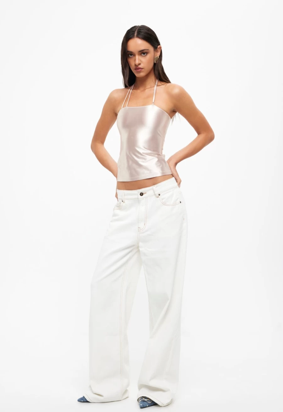Lioness Women's Champagne Minimalist Tank Top - Sleek & Elegant Design